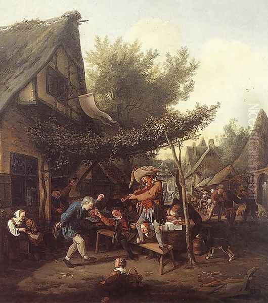 Village Feast 1684 Oil Painting by Cornelis Dusart