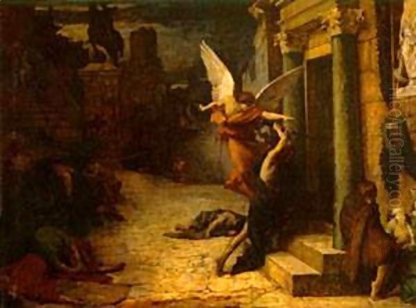 Peste à Rome (The Plague of Rome) (or The Angel of Death) Oil Painting by Jules-Elie Delaunay