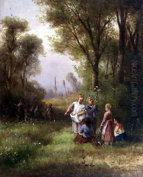 Playing in the Woods Oil Painting by Anton Doll