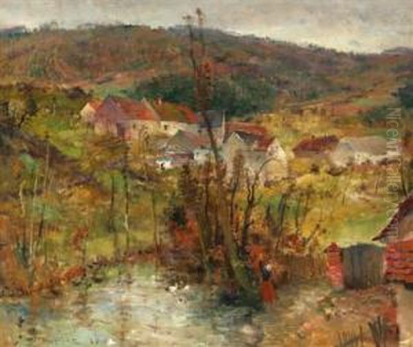 Herbstlandschaft Mit Hauschen Oil Painting by Blazicek Oldoich