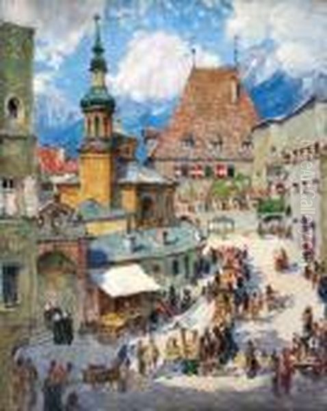 Namesti V Halln - Tyrol Oil Painting by Blazicek Oldoich