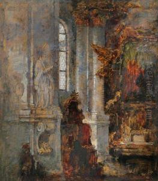 The Interior Of A Church by Blazicek Oldoich