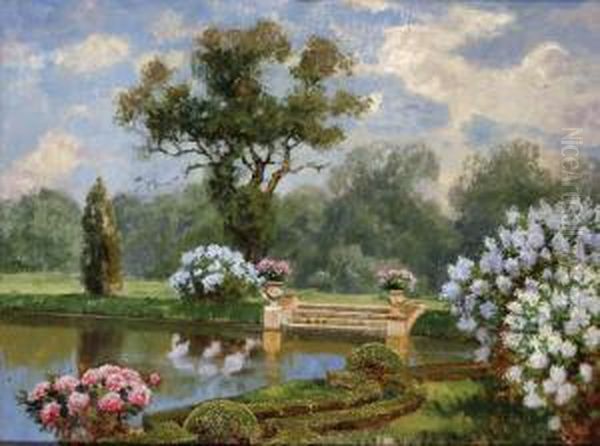 Kastelypark Tavasszal Oil Painting by Ferenc Olgyay