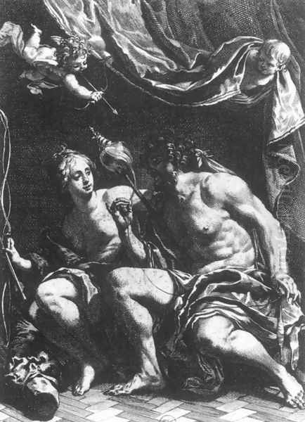 Hercules and Omphale Oil Painting by Michel Dorigny