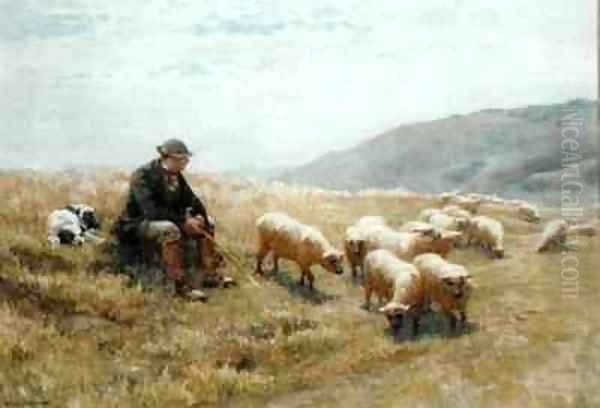 A Shepherd on the South Downs Oil Painting by John Charles Dollman