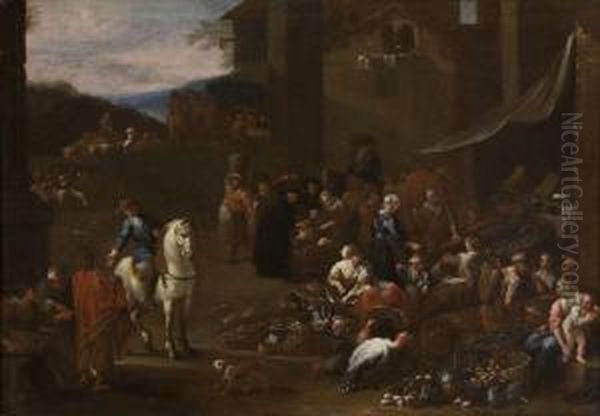 Scena Di Mercato Oil Painting by Pietro Domenico Oliviero