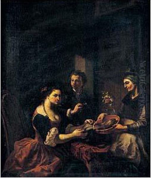 La Marchande De Poissons Oil Painting by Pietro Domenico Oliviero