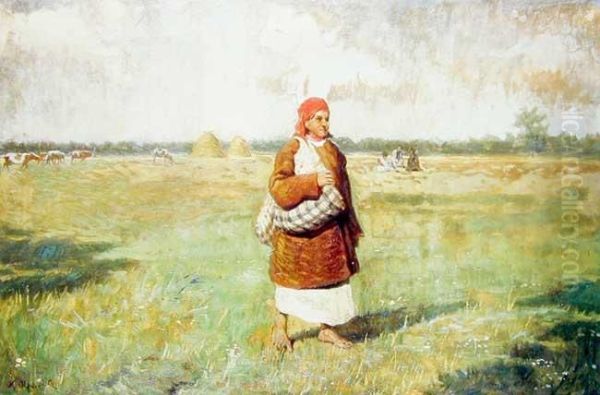 Huculka Oil Painting by Jan Kazimierz Olpinski