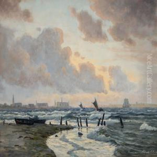 Fresh Weather At Snekkersten Oil Painting by Alfred Theodor Olsen