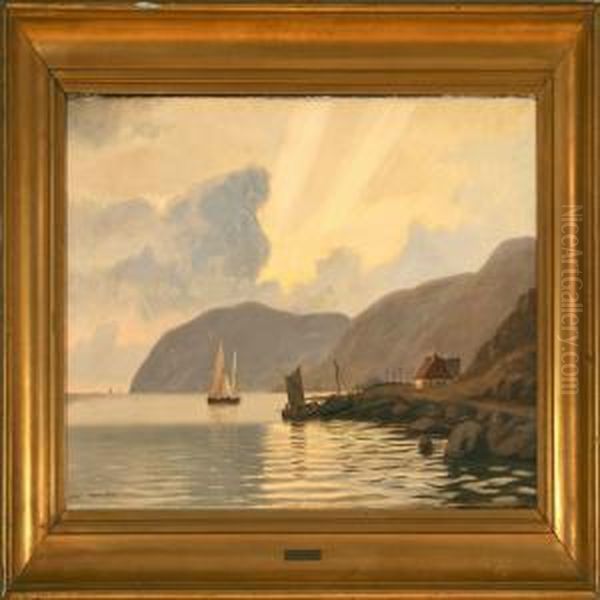 Coastal Scenery Frommolle In Sweden Oil Painting by Alfred Theodor Olsen