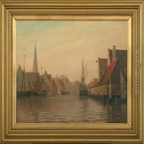 A Scene Fromchristianshavn Oil Painting by Alfred Theodor Olsen