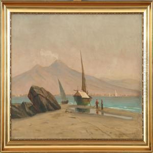 Costal Scenery With Persons Oil Painting by Alfred Theodor Olsen