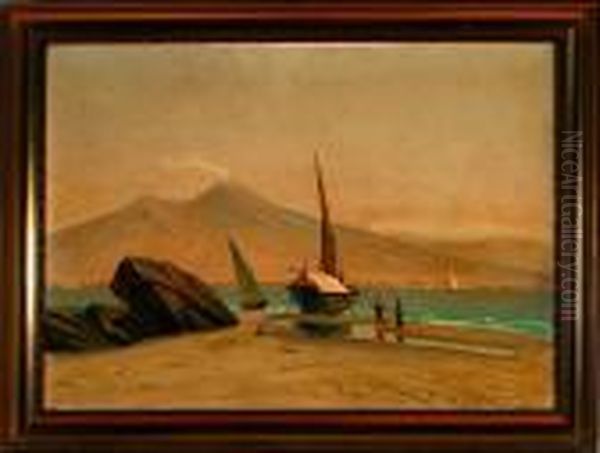 An Italian Coastal Scenery From Capri Oil Painting by Alfred Theodor Olsen