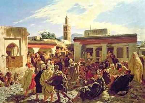 The Moroccan Storyteller Oil Painting by Alfred Dehodencq