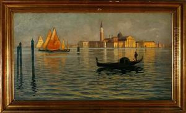 Scenery From Canal Grande In Venice Oil Painting by Alfred Theodor Olsen