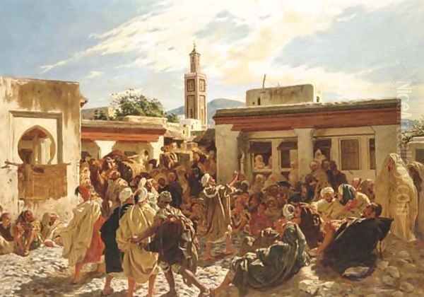 Le conteur Marocain Oil Painting by Alfred Dehodencq