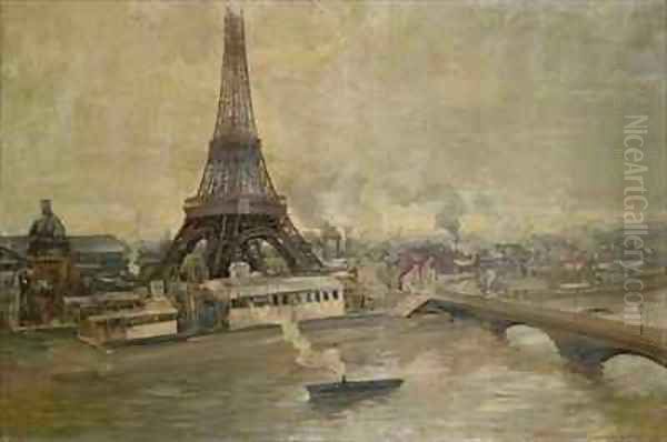 The Construction of the Eiffel Tower Oil Painting by Paul-Louis Delance