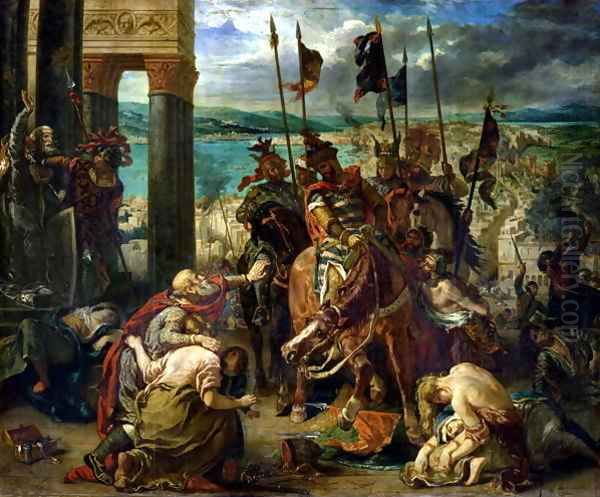 The Crusaders entry into Constantinople 12th April 1204 Oil Painting by Paul-Louis Delance