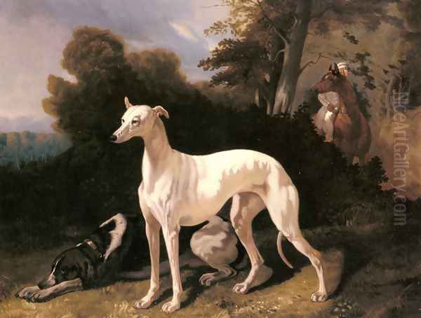 A Greyhound In An Extensive Landscape Oil Painting by Alfred Dedreux