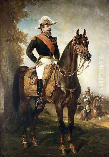 Equestrian Portrait of Napoleon III Oil Painting by Alfred Dedreux