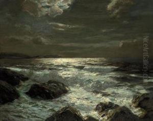 Moonlight, Scilly Isles Oil Painting by Julius Olsson