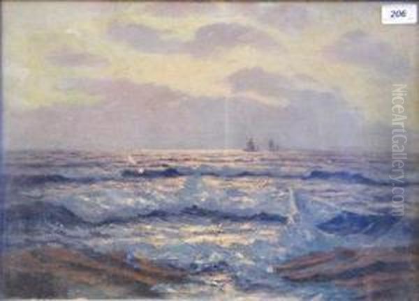 Distant Fishing Boats. Oil Painting by Julius Olsson