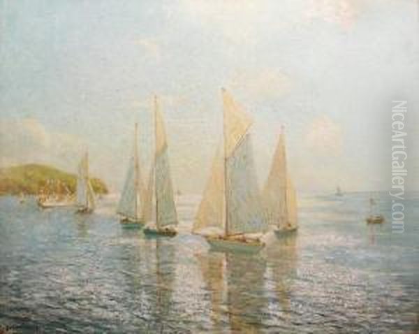 Yacht Race Oil Painting by Julius Olsson