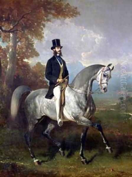 Count Alfred de Montgomery 1850 Oil Painting by Alfred Dedreux