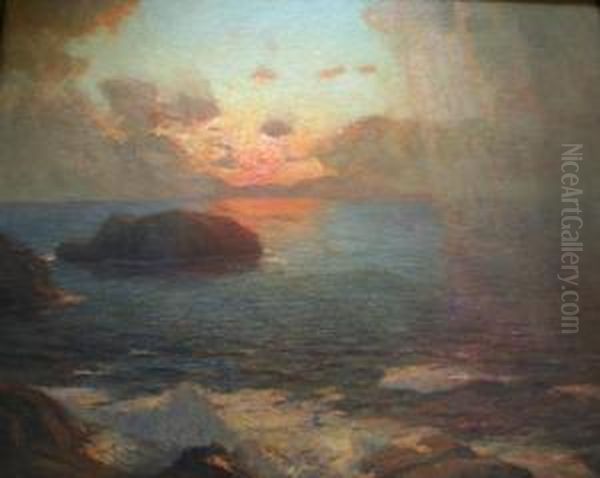 Ra,
Proi (!864-1942) Sunset,
Clearing After Rain Oil Painting by Julius Olsson