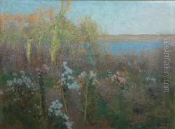 Garden By An Estuary. Oil Painting by Julius Olsson