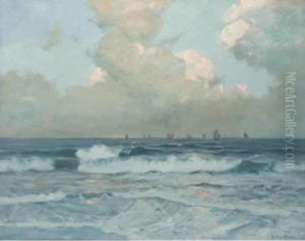 The Returning Of The Shipping Fleet Oil Painting by Julius Olsson