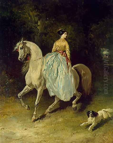 Amazon in the Forest at Pierrefonds Oil Painting by Alfred Dedreux