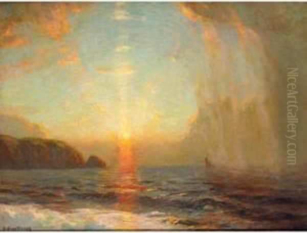 Sunset Oil Painting by Julius Olsson