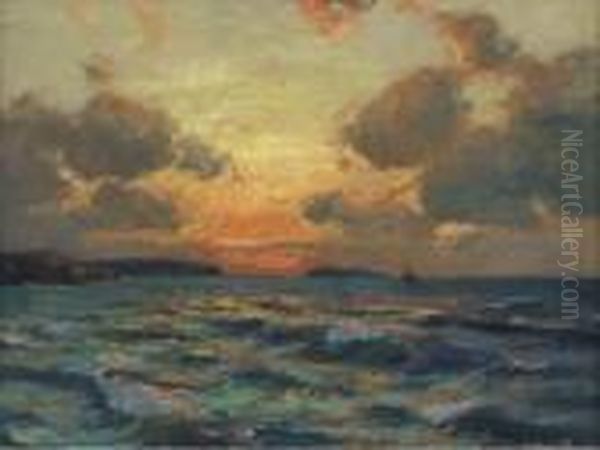 The Coast At Dusk Oil Painting by Julius Olsson