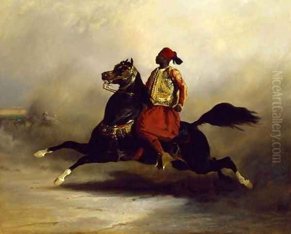 Nubian Horseman at the Gallop Oil Painting by Alfred Dedreux