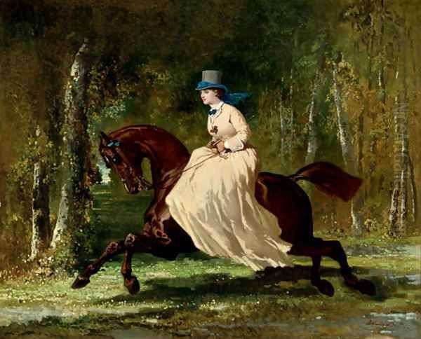 Une Amazone en Foret Oil Painting by Alfred Dedreux