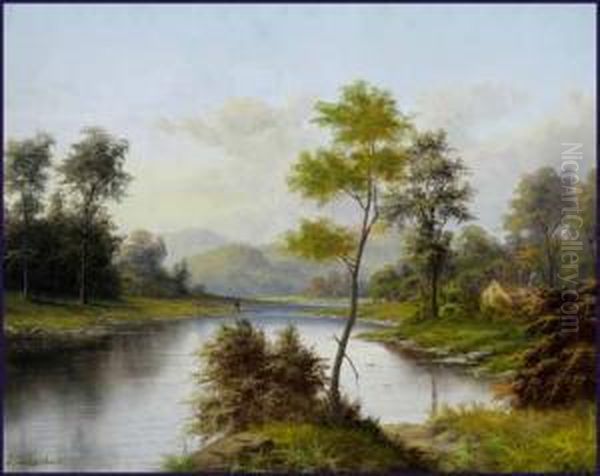 Fishing On The River Bank Oil Painting by Julian Onderdonk