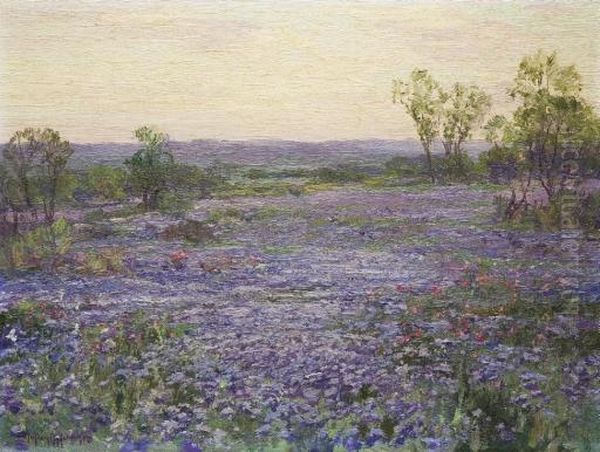 A Verbena Field At Twilight Oil Painting by Julian Onderdonk