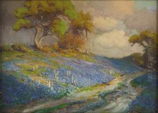 Late Afternoon In The Bluebonnets, S. W. Texas Oil Painting by Julian Onderdonk