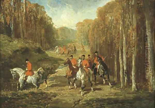 Hunting in the Forest Oil Painting by Alfred Dedreux