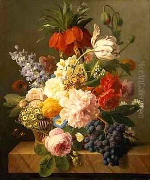 Still Life with Flowers and Fruit Oil Painting by Jan Frans Van Dael