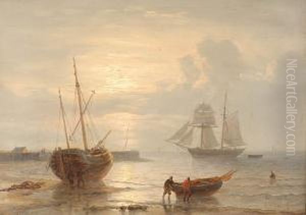 Coast View Oil Painting by George Willem Opdenhoff