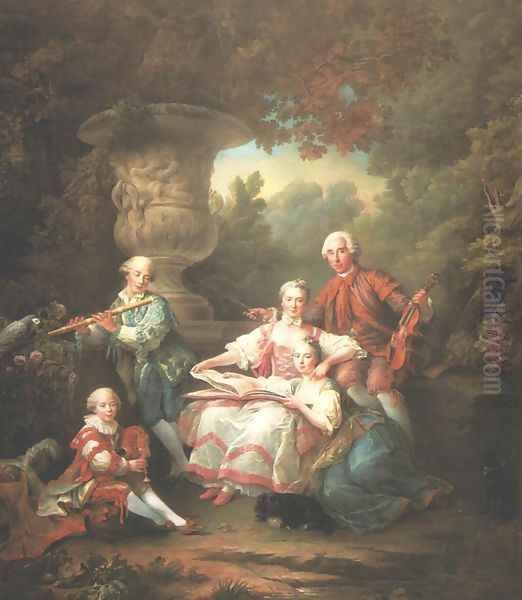 Marquis de Souches and His Family Oil Painting by Francois-Hubert Drouais