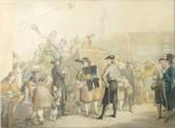 Scene De Foire A Altenburg Oil Painting by George Emmanuel Opitz