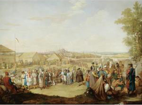 The Visit Of Emperor Nicholas I To The Market At Nizhny Novgorod In 1836 Oil Painting by George Emmanuel Opitz