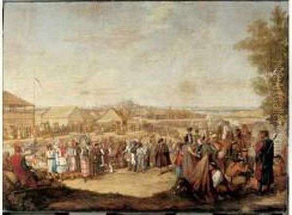 La Visite Par L'empereur Russe Nicolas Ier De La Foire De Nijni Novgorod En 1836 Oil Painting by George Emmanuel Opitz