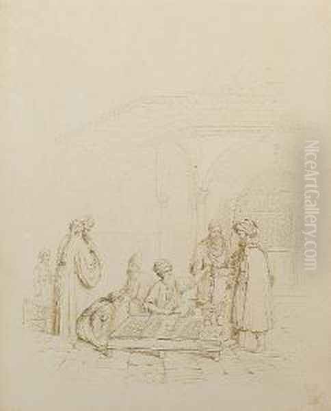 Six Drawings Of Ottoman Life Oil Painting by George Emmanuel Opitz