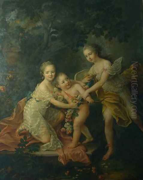 Children of the Duc d'Orleans Oil Painting by Francois-Hubert Drouais