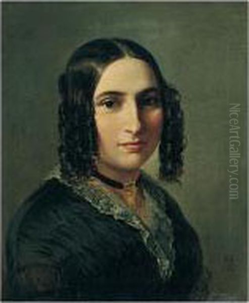 Portrait Of Fanny Hensel-mendelssohn Oil Painting by Moritz Daniel Oppenheim