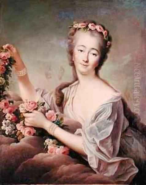 Portrait of the Countess du Barry 1743-93 as Flora Oil Painting by Francois-Hubert Drouais